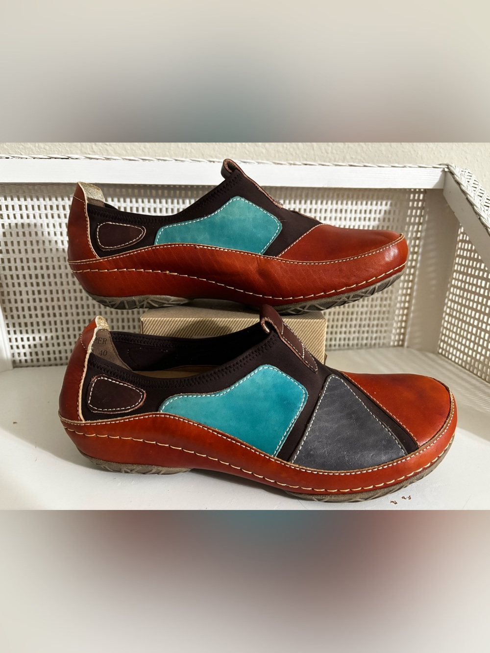 Spring Step L’Artiste “Jolanda” Leather Multi-Color Slip-On Shoes Sz 40 Near New